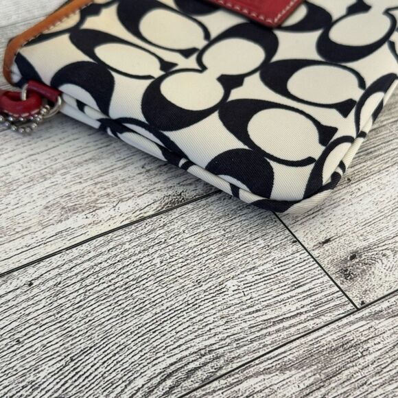 Coach Black and Cream Wristlet with Red Leather Accents - Picture 5 of 9
